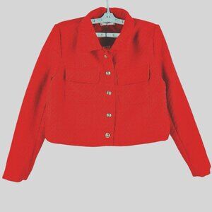 NWT‎ VIGOSS Women's Red Crop Jacket Size Large Full Lined Buttons Flap Pockets
